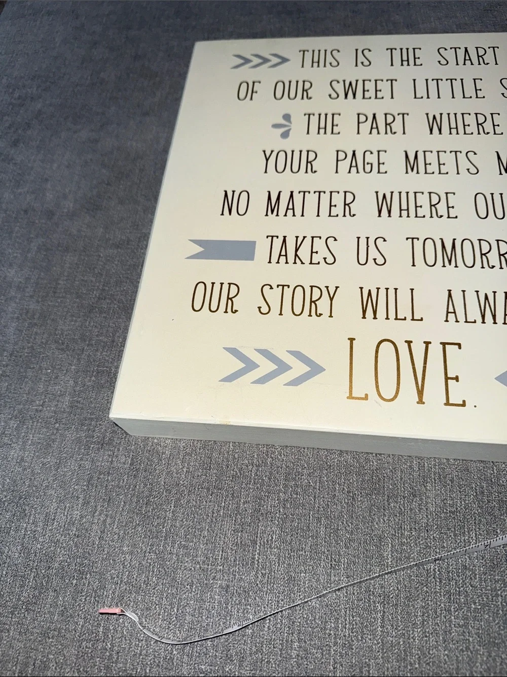 Love Story Wall Art Plaque in Cream and Gold
